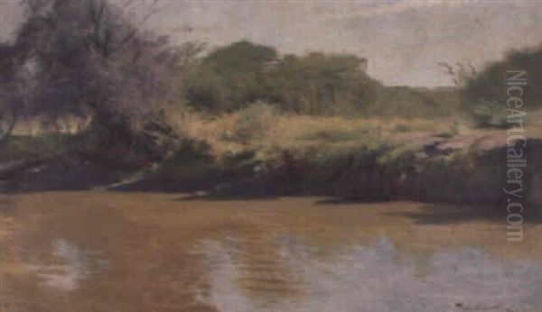 African River Landscapes Oil Painting by Wilhelm Friedrich Kuhnert