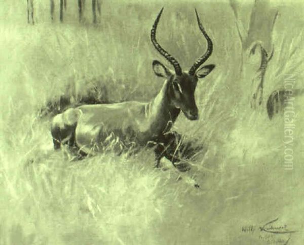 Resting Gazelle Oil Painting by Wilhelm Friedrich Kuhnert