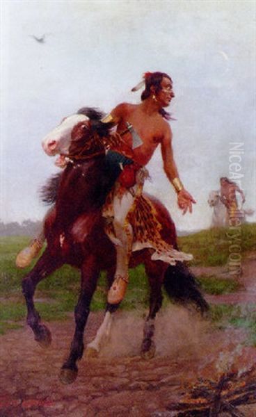 The Indian Braves Oil Painting by Georg Heinrich Kuehrner