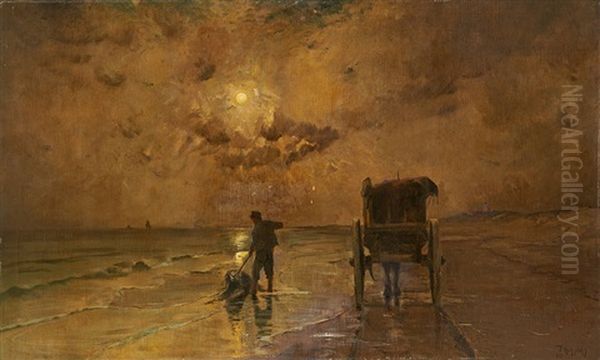 Pres De Katwijk Le Soir Oil Painting by Paul Kuhstoss