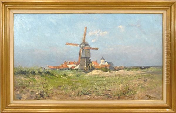 Moulin A Knokke Oil Painting by Paul Kuhstoss