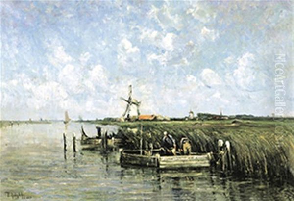 Polderlandschap In De Zomer Oil Painting by Paul Kuhstoss