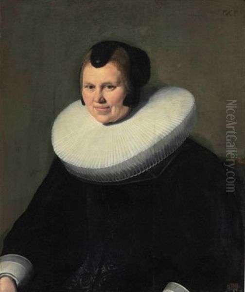 Portrait Of A Woman, Half-length, Possibly Madame De Montrouge Oil Painting by Gerard van Kuijl