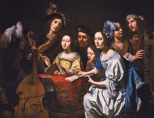 A Musical Party Oil Painting by Gerard van Kuijl