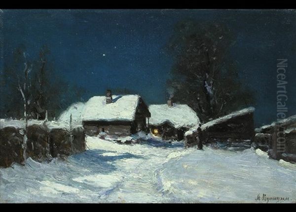 Verschneites Dorf Oil Painting by Arkhip Ivanovich Kuindzhi