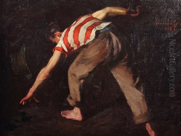 Junger Boule-spieler Oil Painting by Geza Kukan