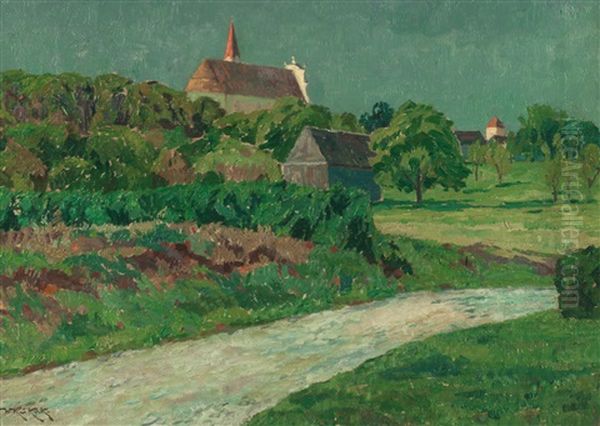 Dorfansicht Mit Barocker Kirche Im Allgau Oil Painting by Willhelm Kukuk