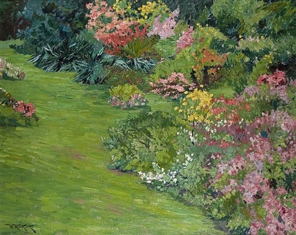 Bluhender Garten Oil Painting by Willhelm Kukuk