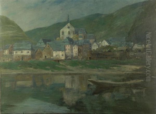 Beilstein. Blick Vom Gegenuber Liegenden Ufer Auf Das Dornroschen Der Mosel Oil Painting by Willhelm Kukuk