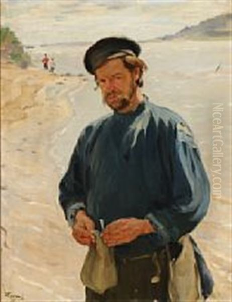 On The Bank Of The Oka River Oil Painting by Ivan Semionovich Kulikov