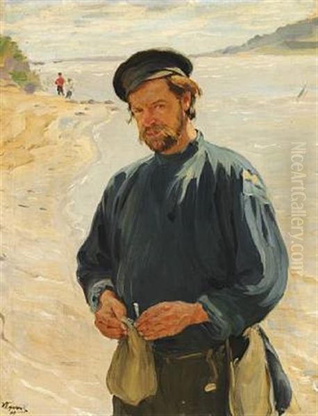 On The Bank Of The Oka River Oil Painting by Ivan Semionovich Kulikov