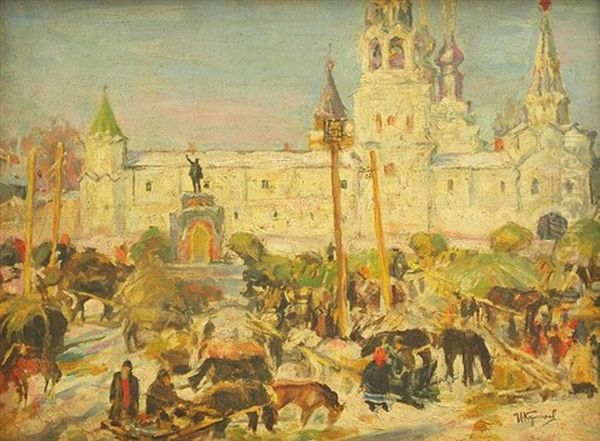 Murom, Altrussische Stadt Mit Blick Auf Die Spasski Kathedrale Oil Painting by Ivan Semionovich Kulikov