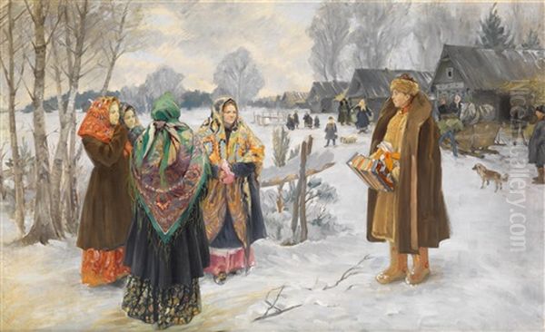 Pogulianka (stelldichein Der Dorfjugend) Oil Painting by Ivan Semionovich Kulikov