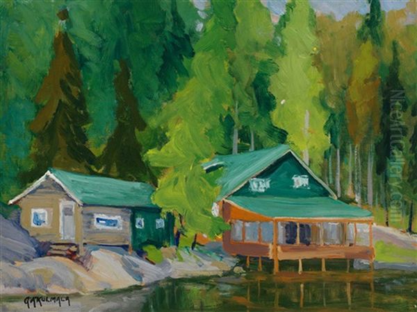 Cabins On A Lake Oil Painting by George Arthur Kulmala