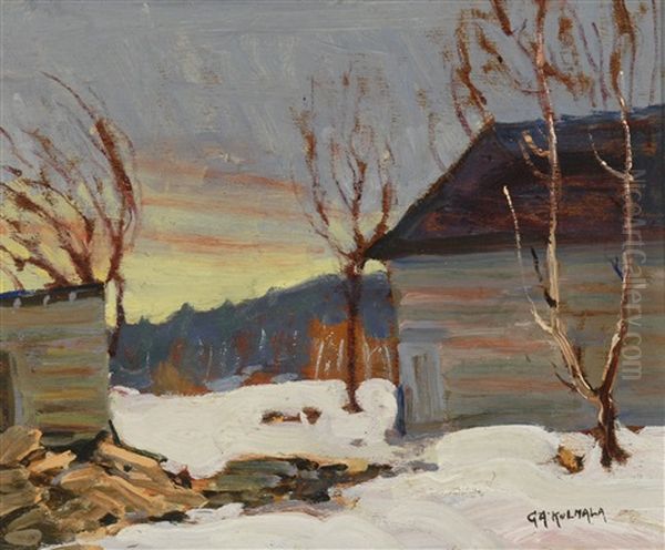 Farm In Winter Oil Painting by George Arthur Kulmala