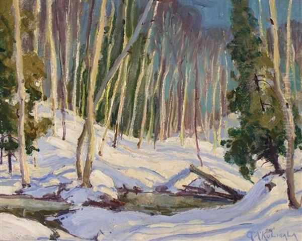 Sunlight On The Snow Oil Painting by George Arthur Kulmala