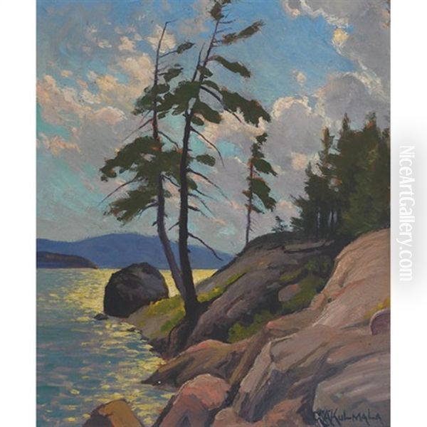 Lake Panache (+ Rock Island; Pair) Oil Painting by George Arthur Kulmala