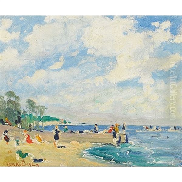 Day At The Beach - Sunny-side Oil Painting by George Arthur Kulmala