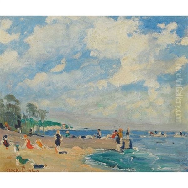 Day At The Beach - Sunny-side Oil Painting by George Arthur Kulmala