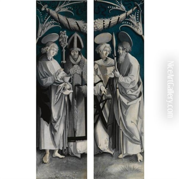 Saint John The Evangelist And Saint Erasmus (+ Saint Laurence And Saint Thomas; Pair) Oil Painting by Hans (Suess von) Kulmbach