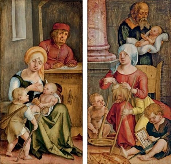 Mary Clopas And Her Family (+ Mary Salome And Her Family; Pair) Oil Painting by Hans (Suess von) Kulmbach