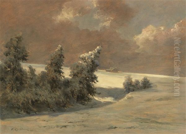 Winterlandschaft Oil Painting by Franz Kulstrunk