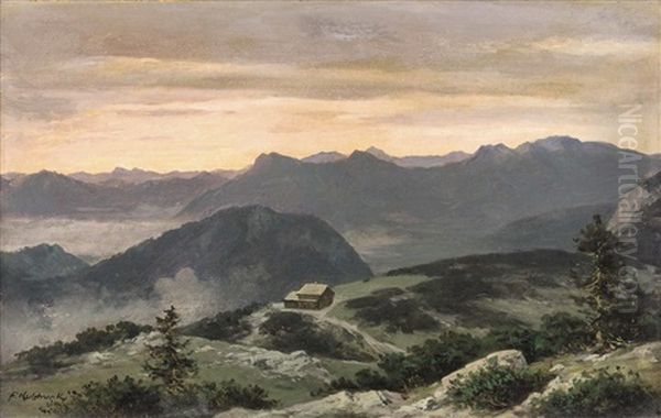 Alpenkette Im Abendrot Oil Painting by Franz Kulstrunk