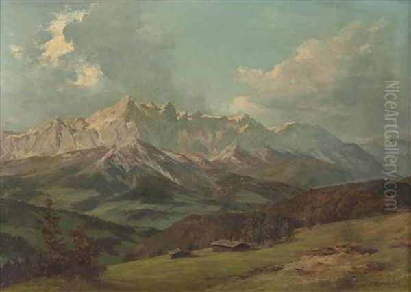 Dachstein Vom Rosbrandboden Oil Painting by Franz Kulstrunk