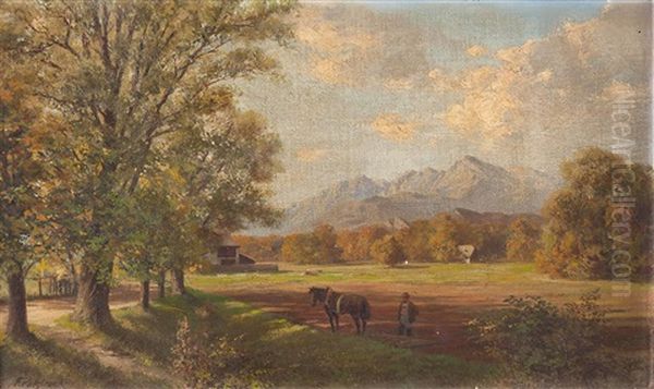 Sommer-landschaft Mit Staffage Sudlich Von Salzburg Oil Painting by Franz Kulstrunk