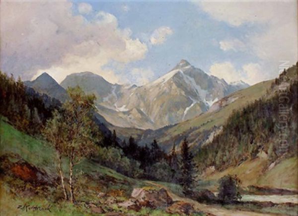 Gebirgslandschaft Oil Painting by Franz Kulstrunk