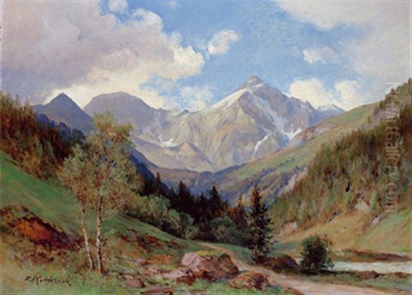 Gebirgslandschaft Oil Painting by Franz Kulstrunk