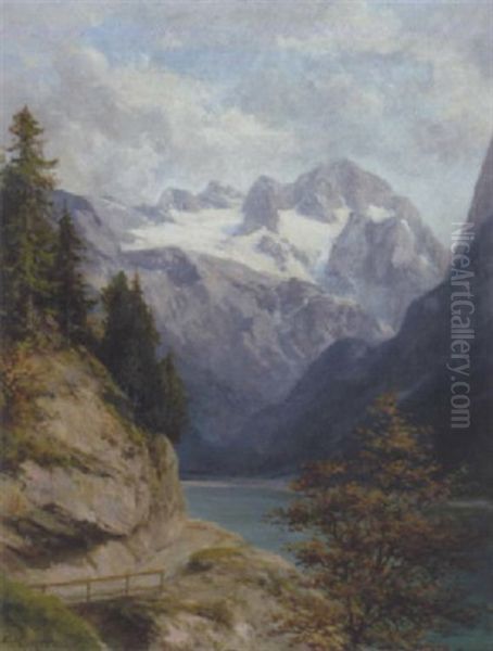 Gosausee Mit Blick Auf Dachstein Oil Painting by Franz Kulstrunk