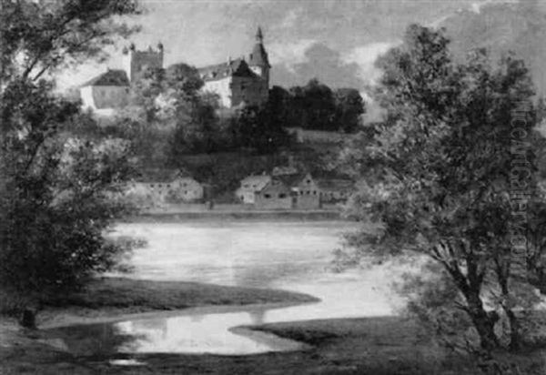 Schlos Ottensheim/donau Oil Painting by Franz Kulstrunk