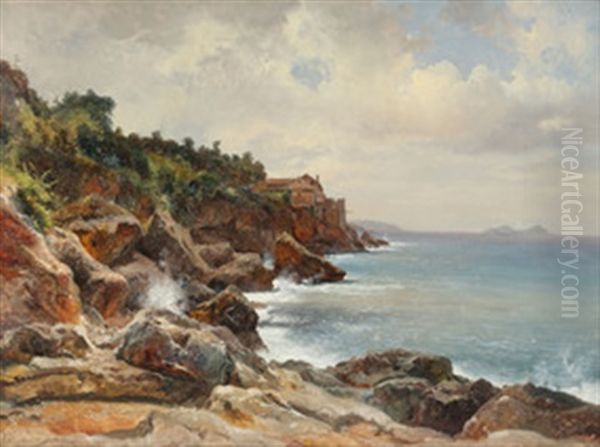 Kystlandskap Oil Painting by Carl Robert Kummer