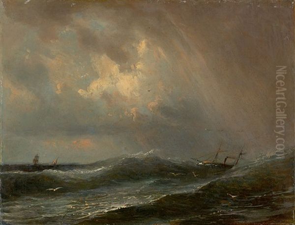 Sturmische See Mit Kenterndem Schiff Oil Painting by Carl Robert Kummer