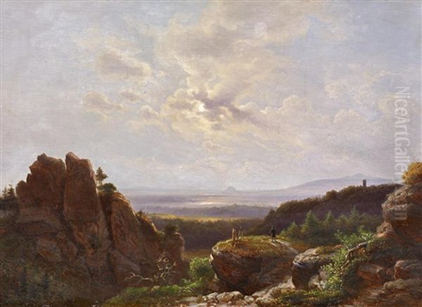 Sonnenuntergang Im Elbsandsteingebirge Oil Painting by Carl Robert Kummer