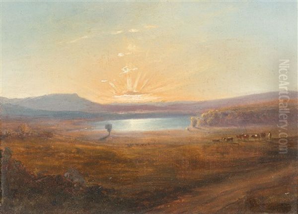 Schottische Landschaft Bei Sonnenuntergang Oil Painting by Carl Robert Kummer