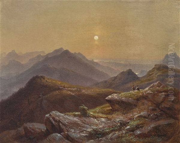 Hochgebirgslandschaft Im Abendlicht Oil Painting by Carl Robert Kummer