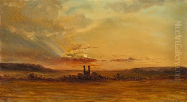 Das Kloster Metten Bei Untergehender Sonne Oil Painting by Carl Robert Kummer