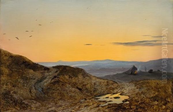 Schottische Landschaft Im Abendleuchten Oil Painting by Carl Robert Kummer