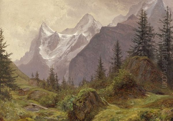 Eiger, Monch Und Jungfrau Von Murren Aus Gesehen Oil Painting by Carl Robert Kummer