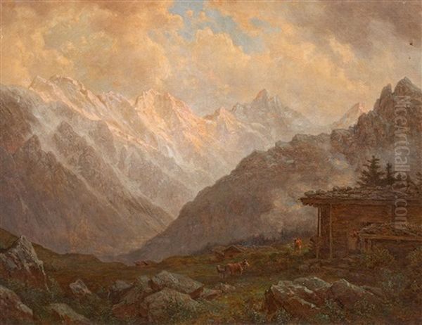 Wengernalp Oil Painting by Carl Robert Kummer