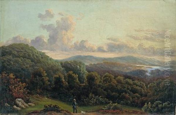 Hunter In Mountainous Landscape Oil Painting by Carl Robert Kummer