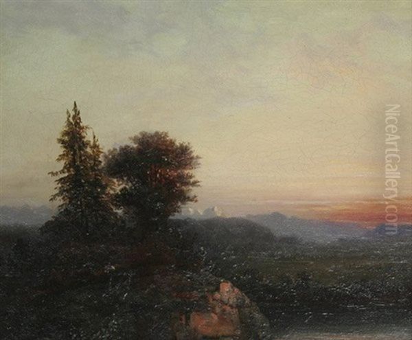 Abend In Den Voralpen Oil Painting by Carl Robert Kummer