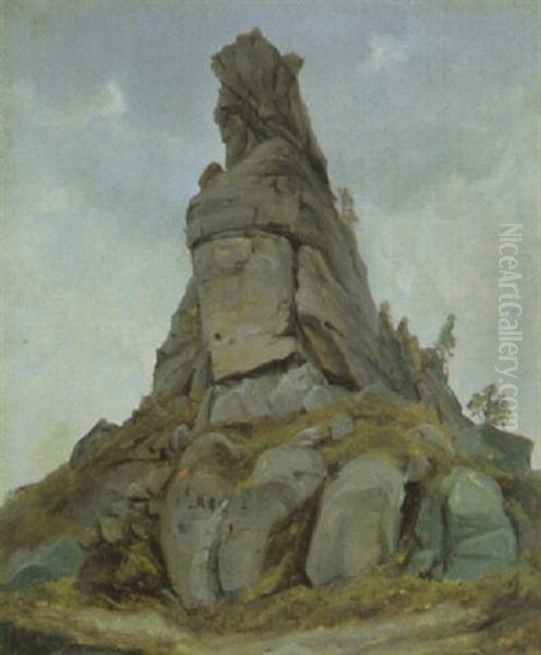 Felsen Am Lilienstein In Der Sachsischen Schweiz Oil Painting by Carl Robert Kummer