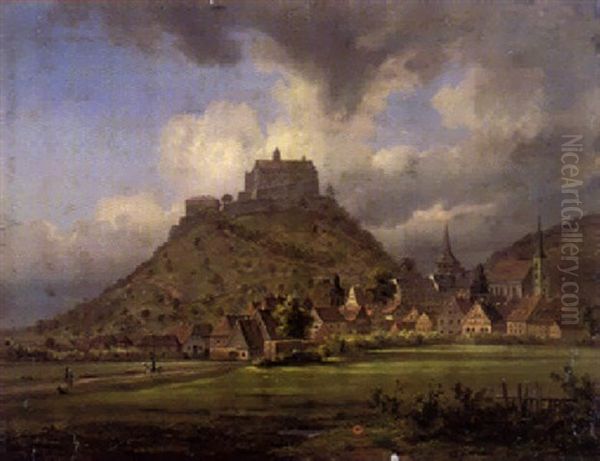 Die Plassenburg Bei Kulmbach Oil Painting by Carl Robert Kummer