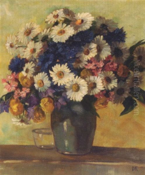 Wiesenblumen In Vase Oil Painting by Karl (Franz) Kuna