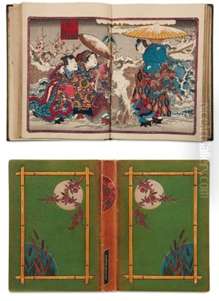 Enshoku Shinasadame - Competition Entre Femmes Sensuelles (3 Vols W/ 14 Works And Text) Oil Painting by Utagawa Kunisada