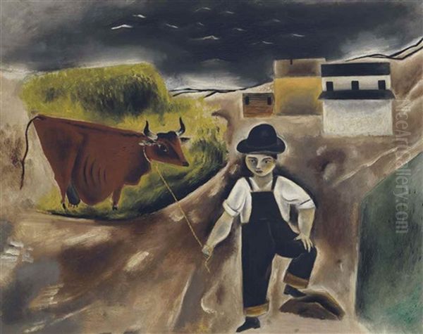 Boy With Cow by Yasuo Kuniyoshi