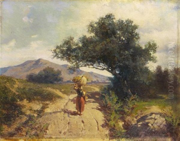 Paysage En Ete Oil Painting by Jean-Jules Adrien Kunkler